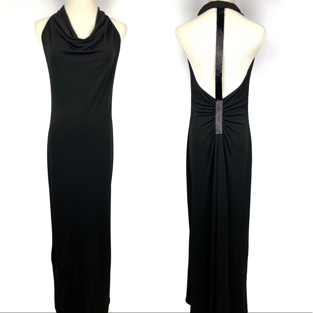 ADRIANNA PAPELL Evening Halter Back Sequin Dress